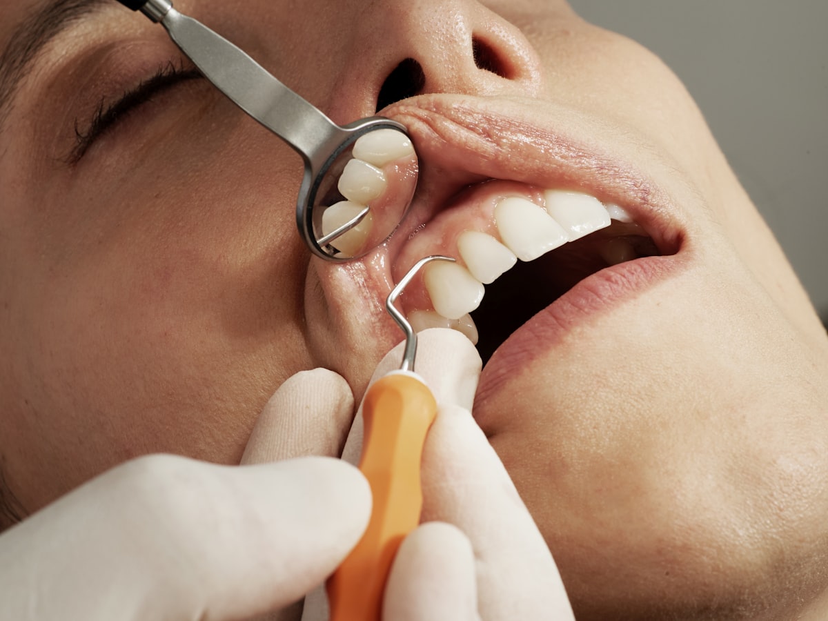 Close-up of a dental exam using modern equipment at Maple Grove Dental