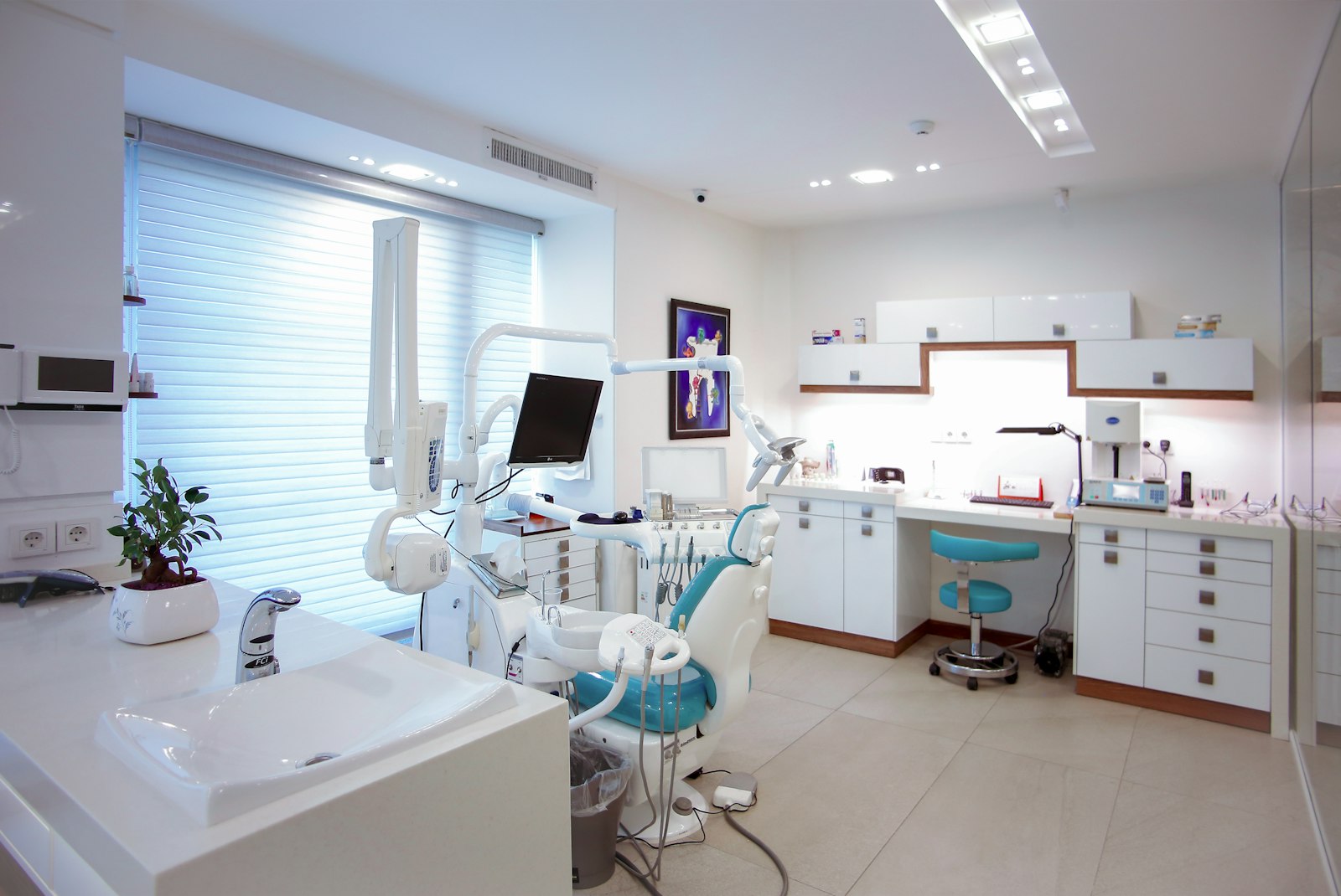 Bright, modern dental treatment room at Maple Grove Dental
